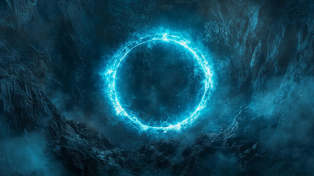Circular glowing ring hovering in a dark void with soft luminous edges creating a futuristic, sci-fi, and high-tech aesthetic ideal for digital art, backgrounds, and abstract design