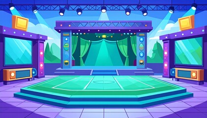 Colored videogame stage image. Vector illustration design