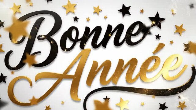 Celebrate the New Year with Festive Bonne Annee Gold and Black Stars