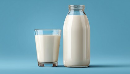 Fresh And Nutritious Milk Served In Classic Pint Glass Bottle With A Glass Of Milk - A Delicious Combination.