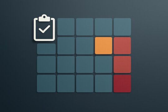 Digital organization of color coded grid blocks with task checklist symbol exemplifying efficient workflow and productivity optimization captured with clarity