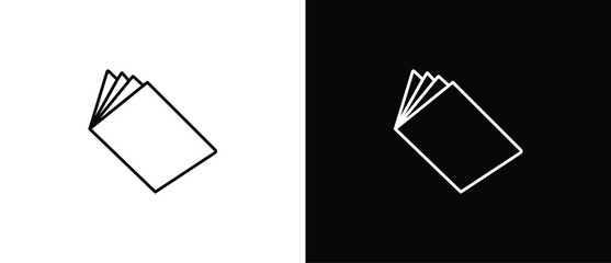 Book icons set in thin line style, open book icon. Isolated on a transparent and black background, vector illustration. Editable strokes.