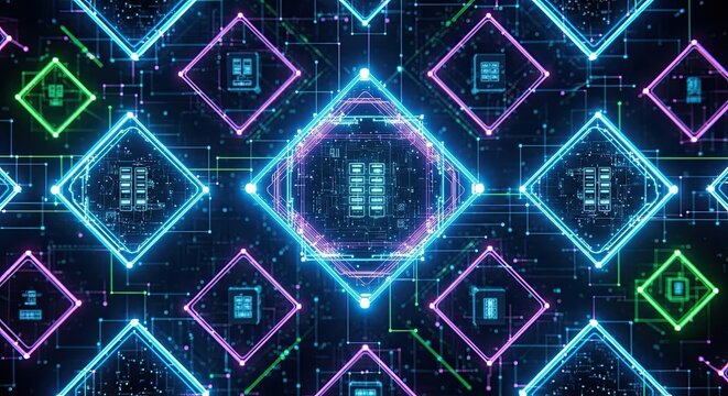 Dive into digital innovation with vibrant neon circuit patterns, ideal for tech startups, futuristic branding, and cutting-edge designs that need a modern edge.