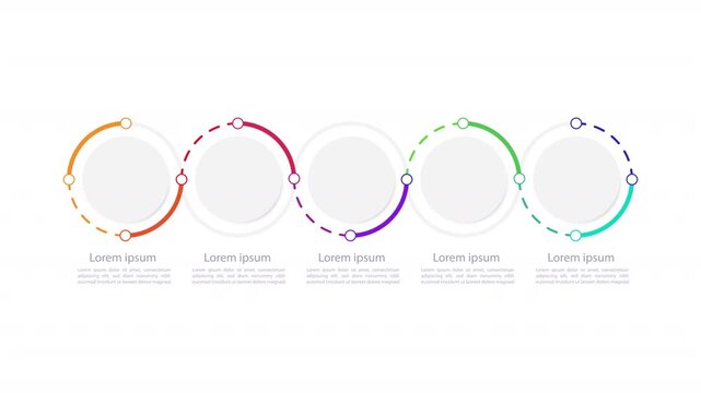 Business technology infographic 5 steps template animation. Startup strategy. Sequence options HD video. Animated blank diagram visualization. Process layout empty design element. Motion graphics