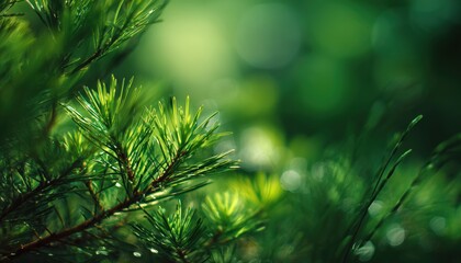 Fototapeta premium Abstract Blur Of Nature With Green Bokeh Created By Dappled Light Filtering Through Trees And Foliage Creating A Serene Scene.