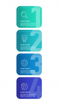 Business strategy infographic 4 steps template animation. Development. Sequence options HD video. Animated blank diagram visualization. Process layout empty design element. Motion graphics