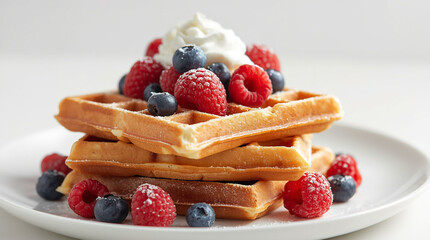 waffles with berries and cream
