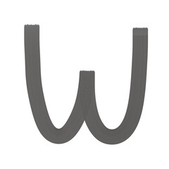 Alphabet of W, Plaster Rake Brush, Black color on transparent background, Abstract isolated background, Illustration, Typography, Education, Handmade, Set A-Z