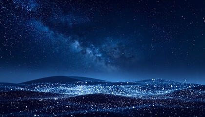 Fototapeta premium 天の川と青い星空 幻想的な夜景