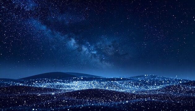 天の川と青い星空 幻想的な夜景