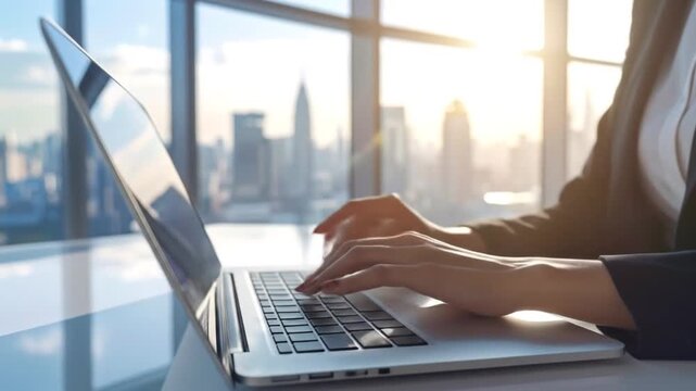Typing on Laptop Skyline.