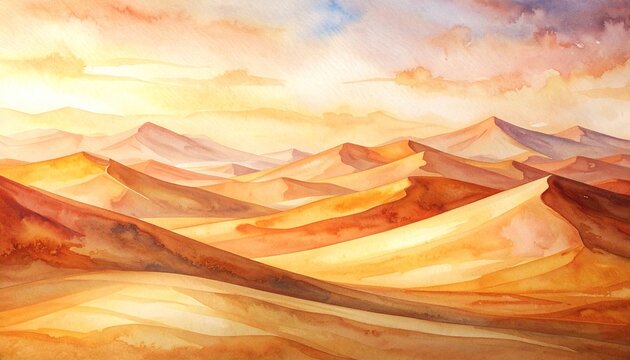 watercolor desert dunes background in warm earthy tones