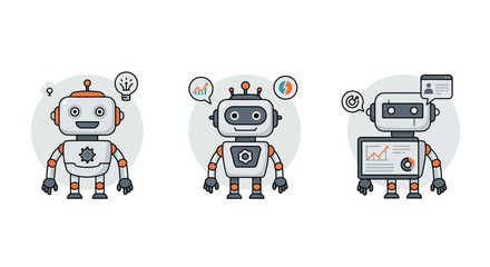 Obraz premium cute robots analyzing data for business insights perfect for illustrating automation AI and data driven strategies in modern technology sector