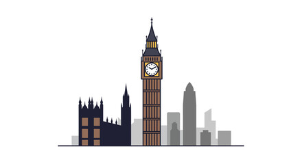 london skyline illustration featuring big ben and modern architecture ideal for travel blog headers and showcasing british culture.