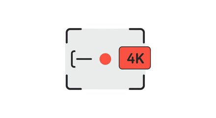4k recording resolution illustrating high-definition video capture with record button perfect for demonstrating video quality or display resolution.