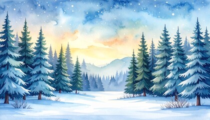 winter landscape with trees and mountains, winter landscape with trees and snow, winter landscape with trees, 