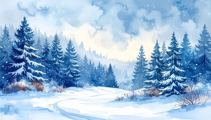 winter landscape with trees and mountains, winter landscape with trees and snow, winter landscape with trees, 