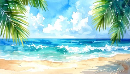 palm tree on the beach, palm trees on the beach, tropical beach with palm trees, 
