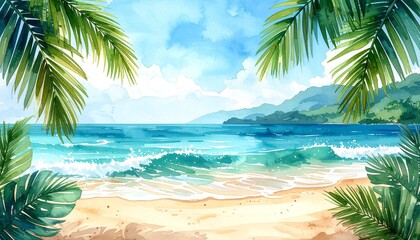 palm tree on the beach, palm trees on the beach, tropical beach with palm trees, 