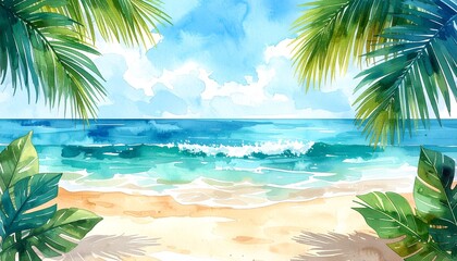 palm tree on the beach, palm trees on the beach, tropical beach with palm trees, 