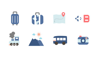 Travel Tourism Icon Set Vector for Vacation and Adventure