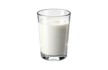 A clear glass filled with fresh white milk, isolated on transparent background, representing a healthy dairy beverage or calcium source for diet and nutrition