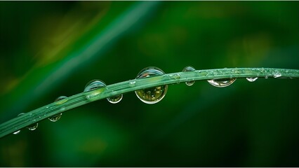 water drops on a grass 