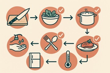 Step by step food preparation process including hygiene practices cooking techniques and final presentation to ensure a satisfying culinary experience