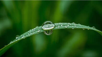 water drops on a grass 
