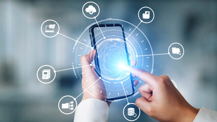 Concept design of managing online documents with cloud storage, digital file management, and secure sharing. Online documents improve workflow, online documents enhance security. Gist