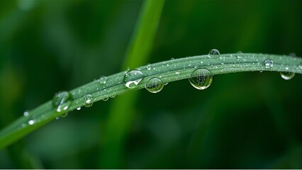 water drops on a grass 