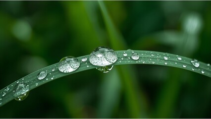 water drops on a grass 