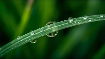 water drops on a grass 