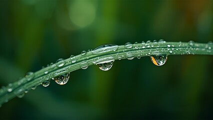 water drops on a grass 