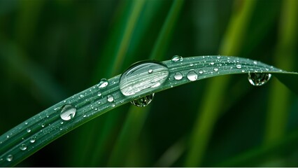 water drops on a grass 