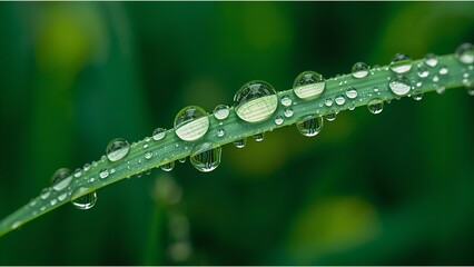 water drops on a grass 
