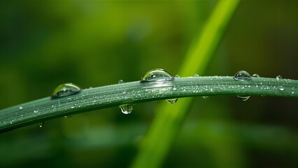 water drops on a grass 