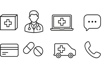 Healthcare, medical line icon set. Doctor, medicine, hospital icons outline collection