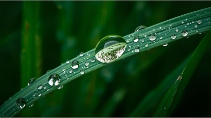 water drops on a grass 
