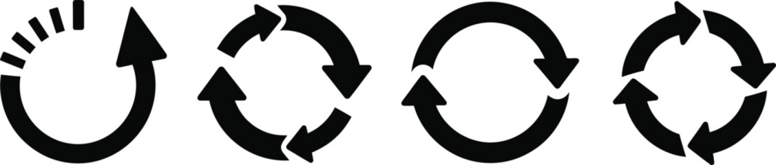 Four circular arrows illustrating different stages of rotation or repetition