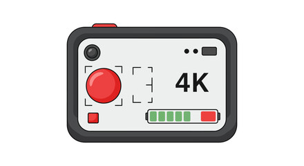 Fototapeta premium action camera displaying 4k recording with low battery for extreme sports vloggers and adventure enthusiasts filming on location outdoors.