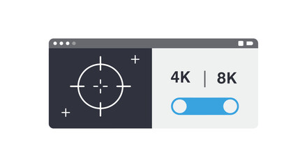 Fototapeta premium 8k resolution display showcasing a target next generation technology offering 4k to 8k video output for presentations and high definition video.