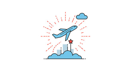 airplane taking off to achieve success symbol of ambition and business goals rising above challenges perfect for motivational travel blogs.