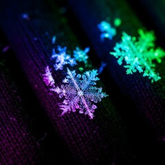 Close-up of abstract snowflakes on a cloth surface.