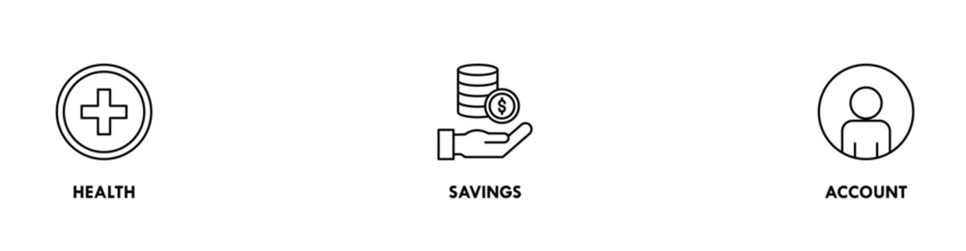 HSA banner web icon vector illustration concept for health saving account with icon of healthcare, growth, id card, and accounting
