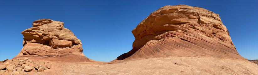 Beehive and New Wave trails in Glen Canyon National Recreation Area near Page, Arizona. Sandstone...
