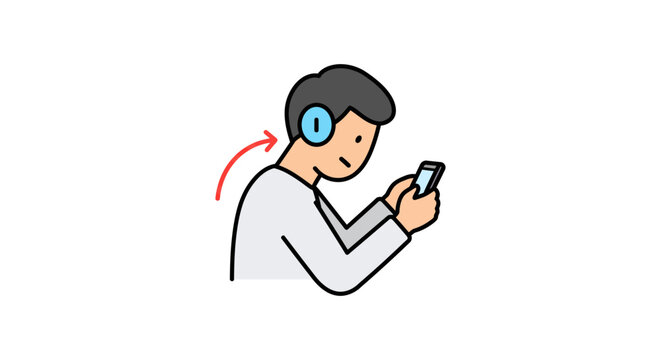 forward head posture person using smartphone with neck strain technology overuse causing discomfort suitable for health campaign posture correction