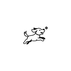 A dog playing with ball Icon flat vector design