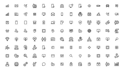 Business and Teamwork Line Icons Set – Minimal Outline Vector Collection for Corporate and Finance