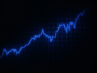 Fototapeta premium Electric Blue Financial Chart Ascending Against Black Backdrop.